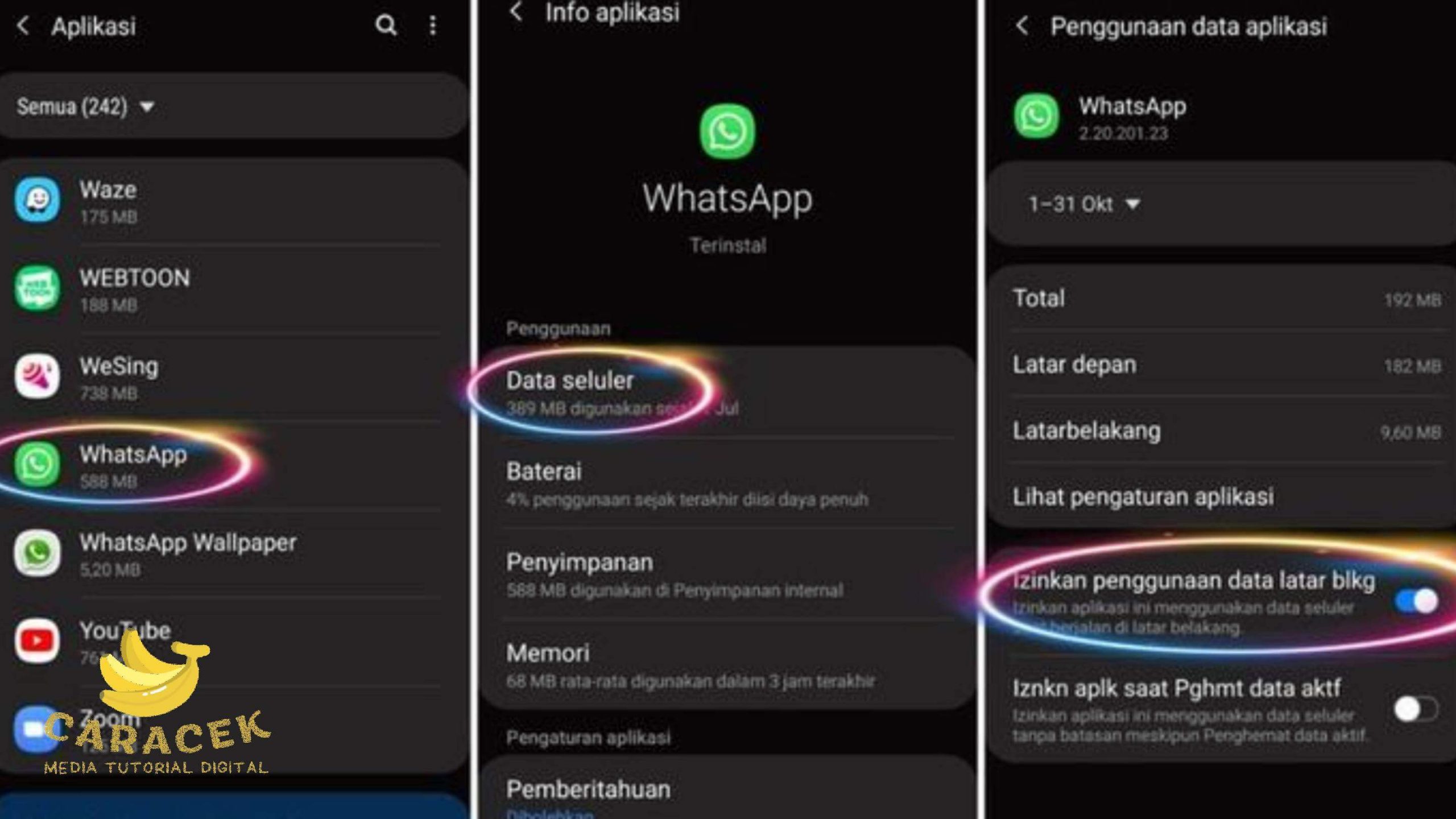 Cara Mematikan Data WA